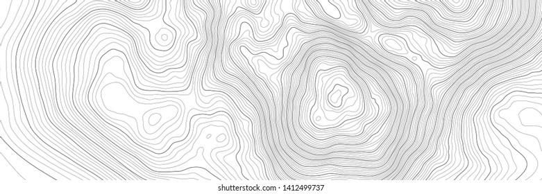 The stylized height of the topographic contour in lines and contours. The concept of a conditional geography scheme and the terrain path. Vector illustration.