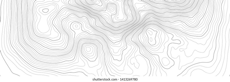The stylized height of the topographic contour in lines and contours. The concept of a conditional geography scheme and the terrain path. Vector illustration.