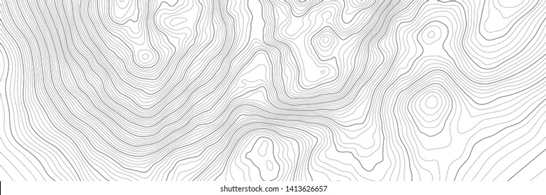 The stylized height of the topographic contour in lines and contours. The concept of a conditional geography scheme and the terrain path. Vector illustration.