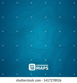 The stylized height of the topographic contour in lines and contours. The concept of a conditional geography scheme and the terrain path. Vector illustration.
