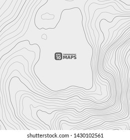 The stylized height of the topographic contour in lines and contours. The concept of a conditional geography scheme and the terrain path. Black on a light background.Vector illustration.