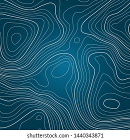 The stylized height of the topographic contour in lines and contours. The concept of a conditional geography scheme and the terrain path. Vector illustration.