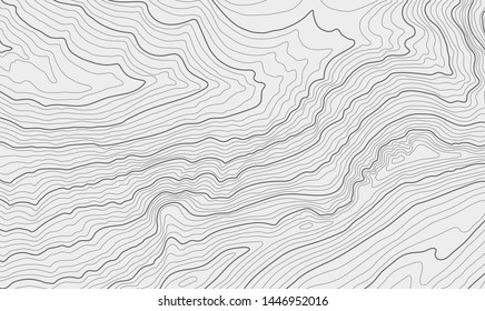 The stylized height of the topographic contour in lines and contours. The concept of a conditional geography scheme and the terrain path. Vector illustration.