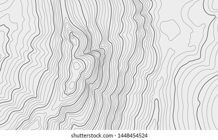 The stylized height of the topographic contour in lines and contours. The concept of a conditional geography scheme and the terrain path. Black & White. Vector illustration.