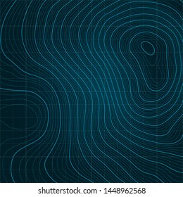 The stylized height of the topographic contour in lines and contours. The concept of a conditional geography scheme and the terrain path. Vector illustration.
