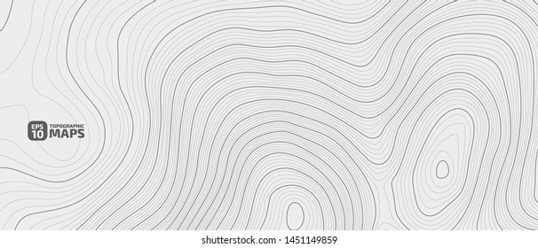 The stylized height of the topographic contour in lines and contours. The concept of a conditional geography scheme and the terrain path. Black & White. Vector illustration.