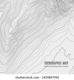 The stylized height of the topographic contour in lines and contours. The concept of a conditional geography scheme and the terrain path. Vector illustration.
