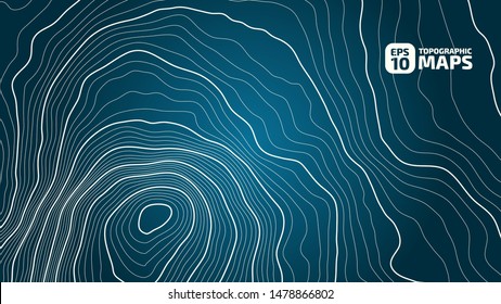 The stylized height of the topographic contour in lines and contours. The concept of a conditional geography scheme and the terrain path. Vector illustration.