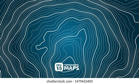 The stylized height of the topographic contour in lines and contours. The concept of a conditional geography scheme and the terrain path. Vector illustration.