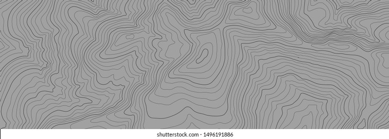 The stylized height of the topographic contour in lines and contours. The concept of a conditional geography scheme and the terrain path. Ultrawide wallpaper. Vector illustration.