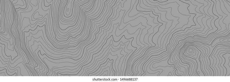 The stylized height of the topographic contour in lines and contours. The concept of a conditional geography scheme and the terrain path. Ultrawide wallpaper. Vector illustration.