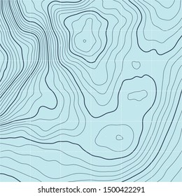 The stylized height of the topographic contour in lines and contours. The concept of a conditional geography scheme and the terrain path. Vector illustration.