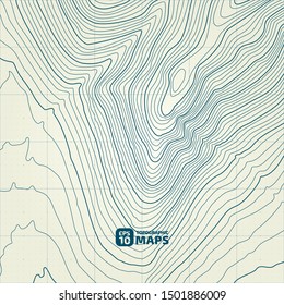 The stylized height of the topographic contour in lines and contours. The concept of a conditional geography scheme and the terrain path. Vector illustration.