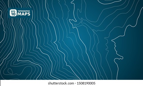 The stylized height of the topographic contour in lines and contours. The concept of a conditional geography scheme and the terrain path. Vector illustration.