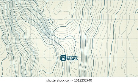 The stylized height of the topographic contour in lines and contours. The concept of a conditional geography scheme and the terrain path. Vector illustration.
