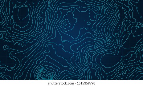 The stylized height of the topographic contour in lines and contours. The concept of a conditional geography scheme and the terrain path. Vector illustration.