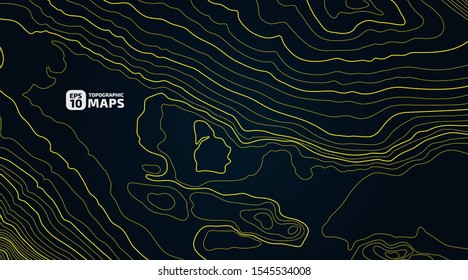 The stylized height of the topographic contour in lines and contours. The concept of a conditional geography scheme and the terrain path. Vector illustration.