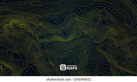 The stylized height of the topographic contour in lines and contours. The concept of a conditional geography scheme and the terrain path. Vector illustration.