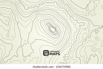 The stylized height of the topographic contour in lines and contours. The concept of a conditional geography scheme and the terrain path. Vector illustration.