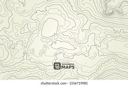The stylized height of the topographic contour in lines and contours. The concept of a conditional geography scheme and the terrain path. Vector illustration.