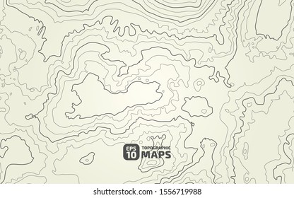 The stylized height of the topographic contour in lines and contours. The concept of a conditional geography scheme and the terrain path. Vector illustration.