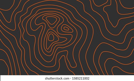 La altura estilizada del contorno topográfico en líneas y contornos. El concepto de un esquema geográfico condicional y la ruta del terreno. Ilustración vectorial.