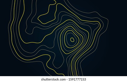The stylized height of the topographic contour in lines and contours. The concept of a conditional geography scheme and the terrain path. Vector illustration.
