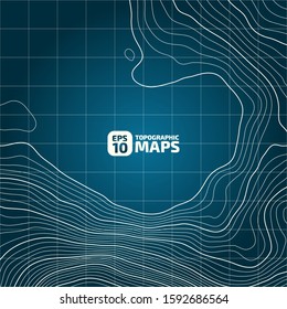 The stylized height of the topographic contour in lines and contours. The concept of a conditional geography scheme and the terrain path. Vector illustration.