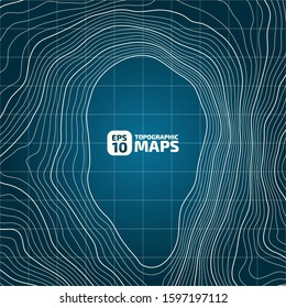 The stylized height of the topographic contour in lines and contours. The concept of a conditional geography scheme and the terrain path. Vector illustration.