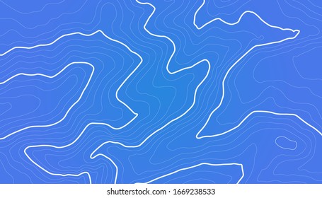 La altura estilizada del contorno topográfico en líneas y contornos. El concepto de un esquema geográfico condicional y la ruta del terreno. Blanco y negro. Ilustración vectorial.