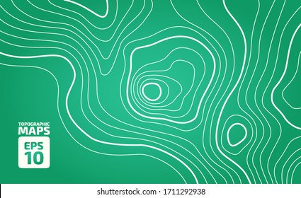 The stylized height of the topographic contour in lines and contours. The concept of a conditional geography scheme and the terrain path. Vector illustration.
