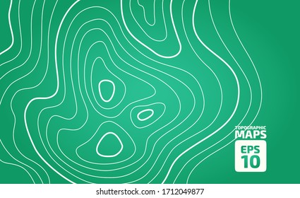 La altura estilizada del contorno topográfico en líneas y contornos. El concepto de un esquema geográfico condicional y la ruta del terreno. Ilustración vectorial.