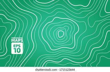 The stylized height of the topographic contour in lines and contours. The concept of a conditional geography scheme and the terrain path. Vector illustration.