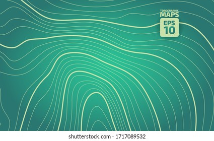 The stylized height of the topographic contour in lines and contours. The concept of a conditional geography scheme and the terrain path. Vector illustration.