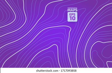 La altura estilizada del contorno topográfico en líneas y contornos. El concepto de un esquema geográfico condicional y la ruta del terreno. Ilustración vectorial.