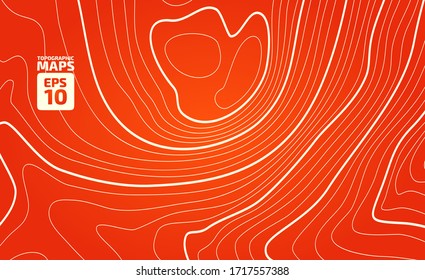 The stylized height of the topographic contour in lines and contours. The concept of a conditional geography scheme and the terrain path. Vector illustration.