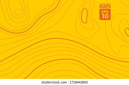 La altura estilizada del contorno topográfico en líneas y contornos. El concepto de un esquema geográfico condicional y la ruta del terreno. Ilustración vectorial.
