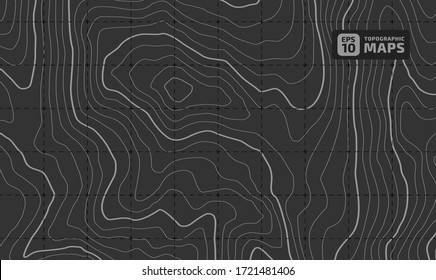 The stylized height of the topographic contour in lines and contours. The concept of a conditional geography scheme and the terrain path. Vector illustration.