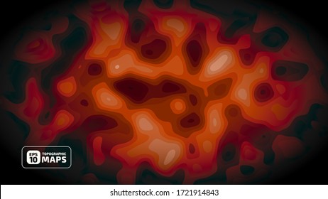 The stylized height of the topographic contour in lines and contours. The concept of a conditional geography scheme and the terrain path. Vector illustration.