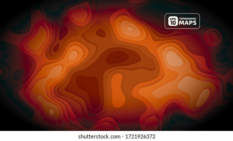 The stylized height of the topographic contour in lines and contours. The concept of a conditional geography scheme and the terrain path. Vector illustration.
