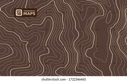 The stylized height of the topographic contour in lines and contours. The concept of a conditional geography scheme and the terrain path. Vector illustration.
