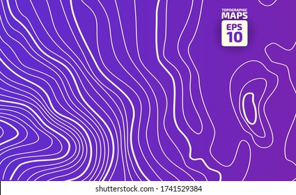 Altura estilizada del contorno topográfico en líneas y contornos. El concepto de un esquema geográfico condicional y el camino del terreno. Ilustración vectorial.