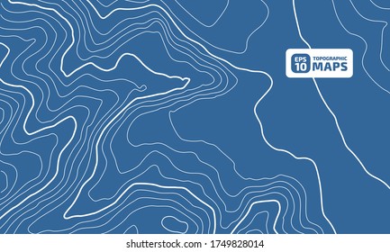 Altura estilizada del contorno topográfico en líneas y contornos. El concepto de un esquema geográfico condicional y el camino del terreno. Ilustración vectorial.