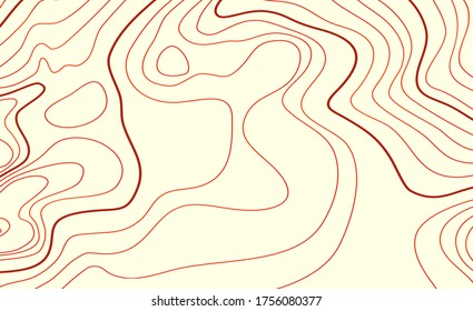 The stylized height of the topographic contour in lines and contours. The concept of a conditional geography scheme and the terrain path. Vector illustration.