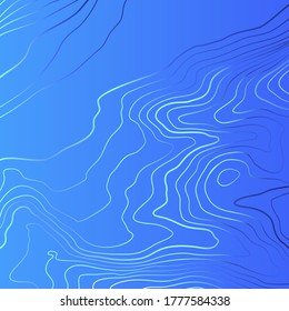 Stylized height of the topographic contour in lines and contours on a rainbow background. The concept of conditional geographical pattern and topography. Wide size. Vector illustration.