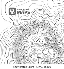 The stylized height of the topographic contour in lines and contours. The concept of a conditional geography scheme and the terrain path. Vector illustration.
