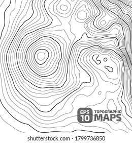 The stylized height of the topographic contour in lines and contours. The concept of a conditional geography scheme and the terrain path. Vector illustration.