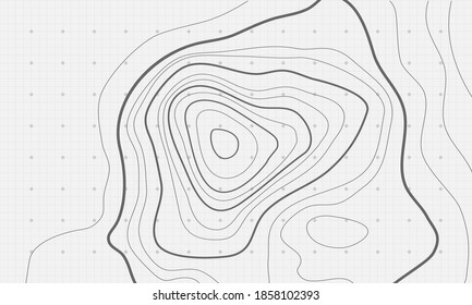 Altura estilizada del contorno topográfico en líneas y contornos. El concepto de un esquema geográfico condicional y el camino del terreno. Ilustración vectorial.
