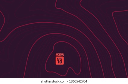 The stylized height of the topographic contour in lines and contours. The concept of a conditional geography scheme and the terrain path. Black on Gray. Wide size. Vector illustration.