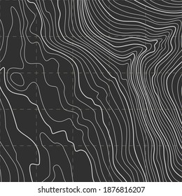 Altura estilizada del contorno topográfico en líneas y contornos. Cuenca marina. El concepto de geografía condicional y el recorrido por el agua. Ilustración vectorial.
